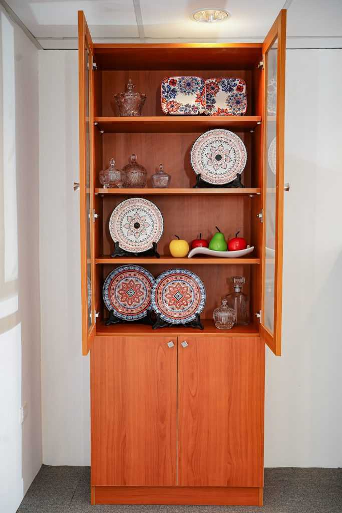 China Cabinet - Display Cabinet - Bookcase Cabinet - Storage Cabinet - Glass Cabinet - Interior Home Wooden Room Modern No Exposed Screw Design Shelve - High Quality Modular Wood Grain, Oak White and Gray Waterproof Decorative Laminated Marine Plywood with Edge, PVC Sealed, Moisture-Proof and Termite-Proof